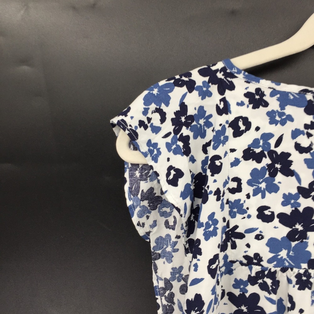 GAP black & blue floral prink tie front popover top preppy classic coastal M - Picture 14 of 14